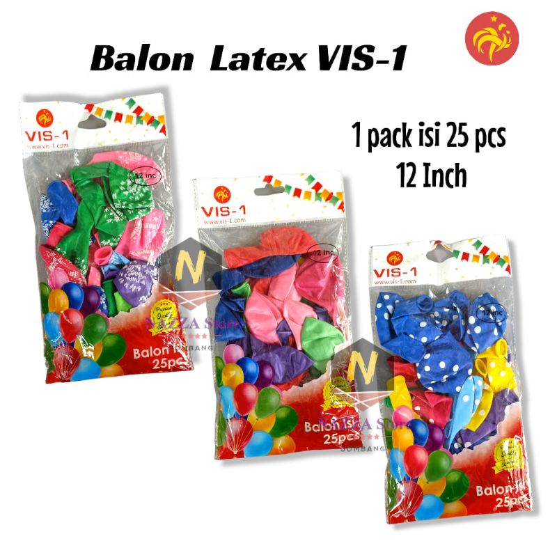 Jual Vis Balloon Balon Latex Inc Polos Polkadot Dan Motif Isi Pcs Shopee Indonesia