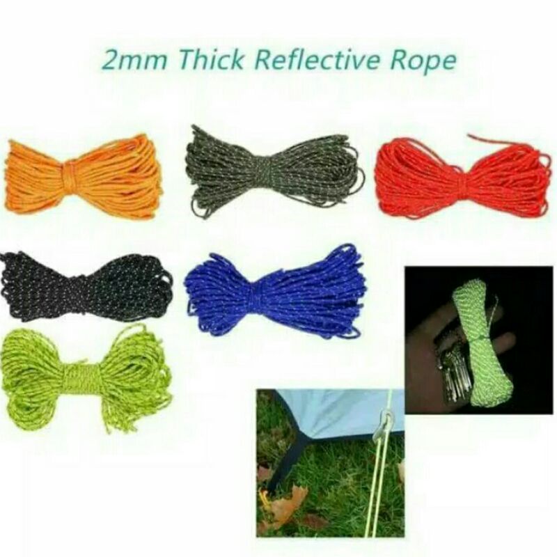 Jual Tali Prusik Reflektif 2mm Reflective Memantulkan Cahaya Paracord