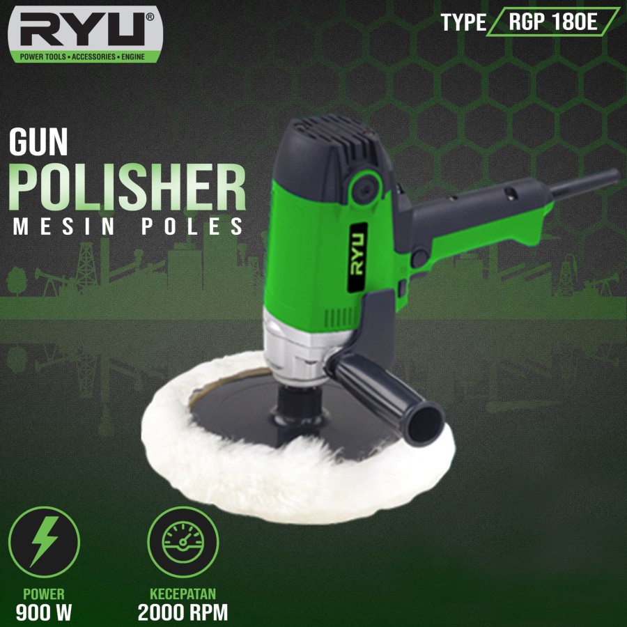 Jual RYU RGP180E MESIN POLES MOBIL KACA - RGP180 E GUN POLISHER 900W ...
