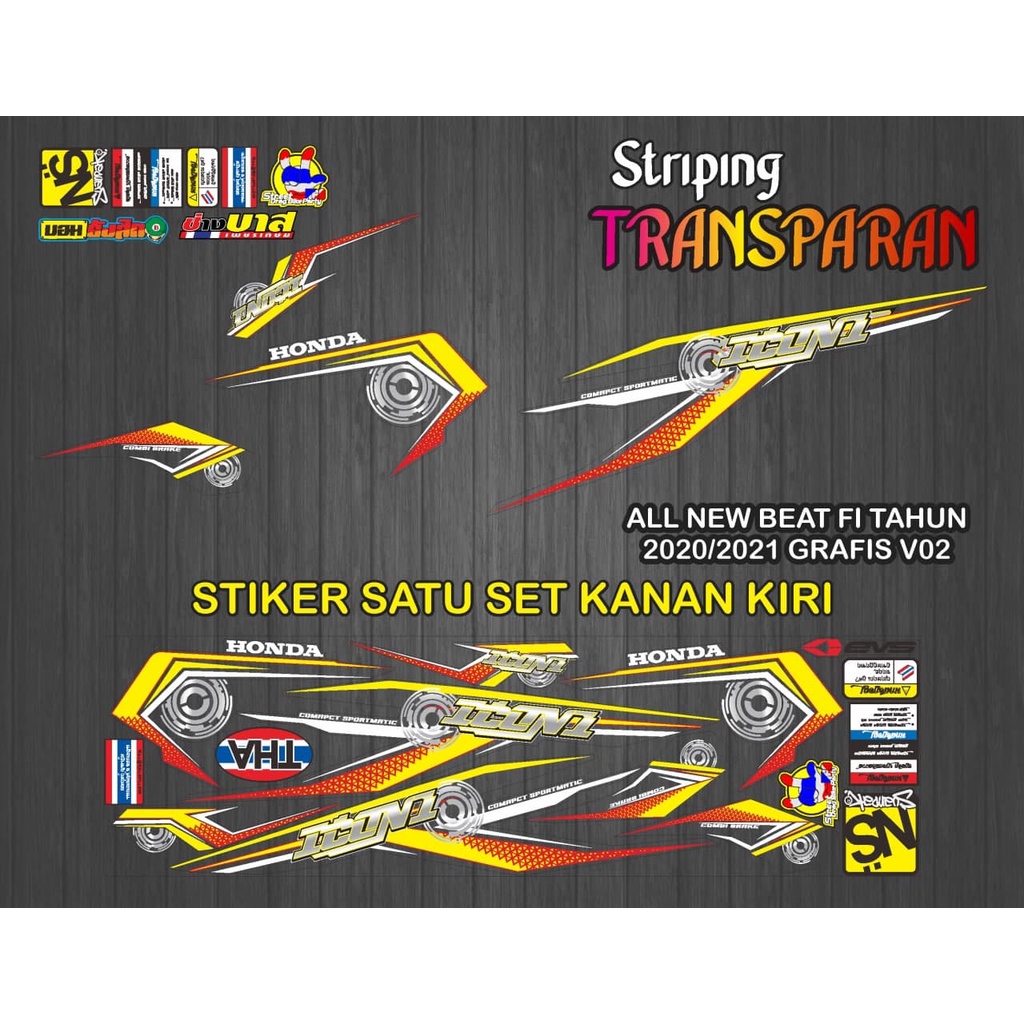 Jual Hologram Transparan Stiker Striping Decal All New Beat Fi Tahun