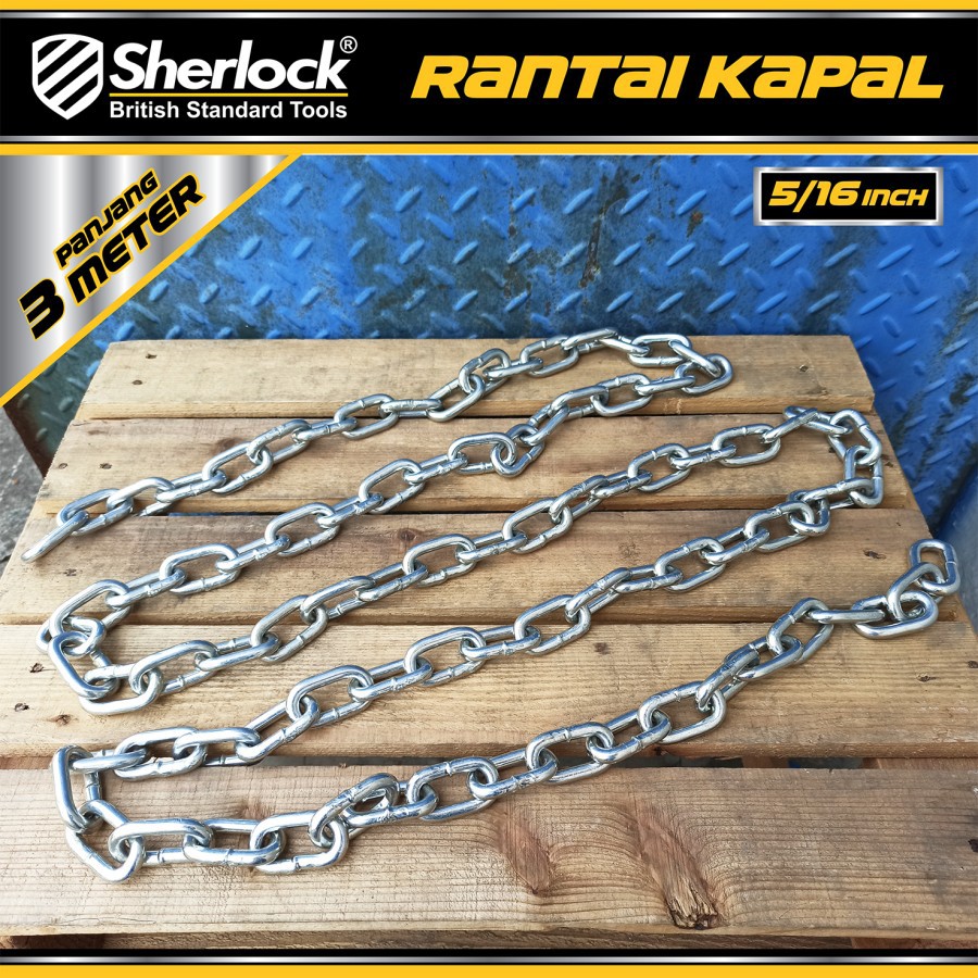 Jual Rantai Besi / Kapal Galvanized 8 mm ( 5/16 inch ) panjang 3 meter ...