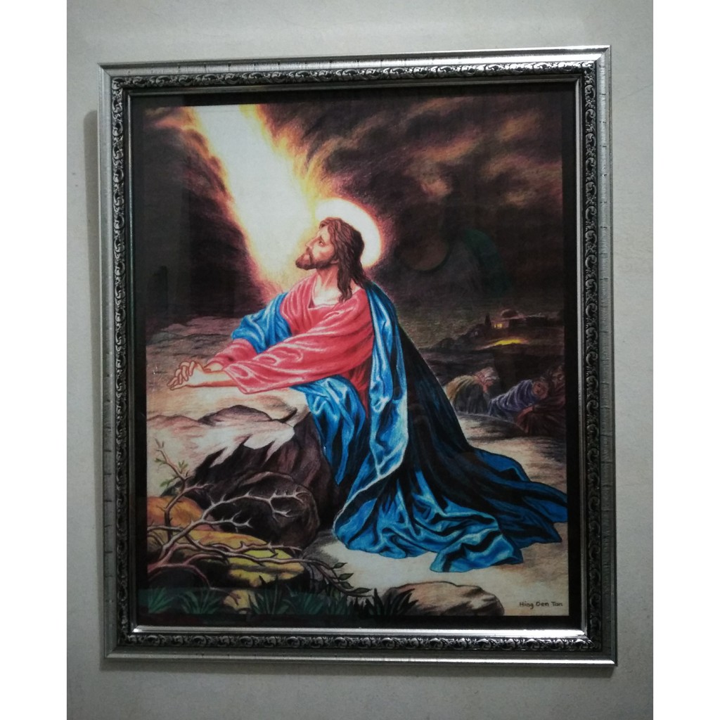 Jual Lukisan Tuhan Yesus Di Taman Getsemani Pensil Warna Digital Printing Shopee Indonesia 7866