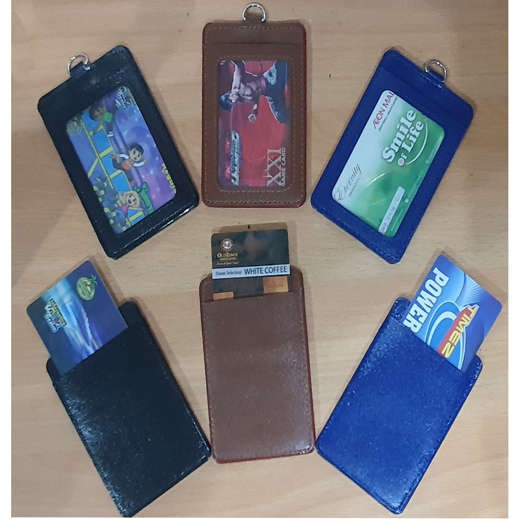 Jual Tempat Id Card Holder PU Frame Kulit 2 Kartu Casing PU Leather