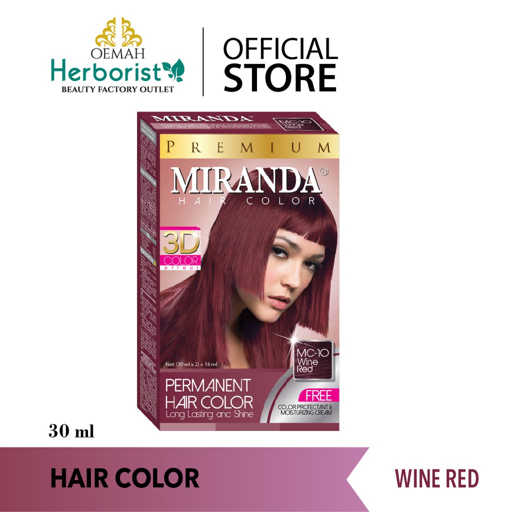 Jual Miranda Cat Rambut Permanen MC10 Wine Red 30ml | Shopee Indonesia