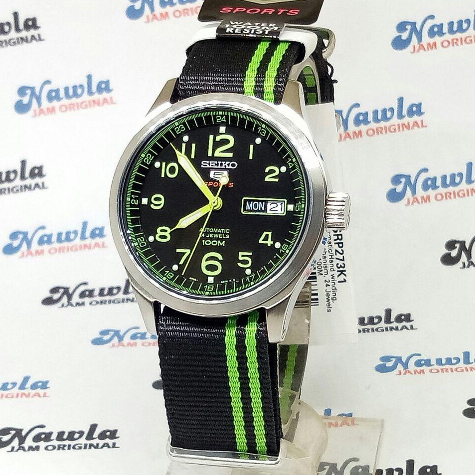 Jual Seiko 5 Sports SRP273K1 Automatic Black Green Nylon Jam Tangan Pria SRP273 Shopee Indonesia