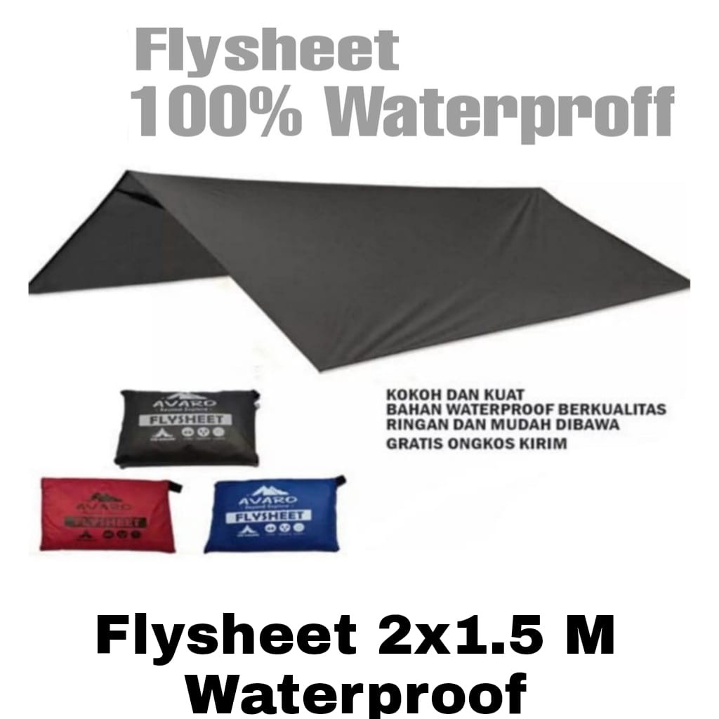 Flysheet 2x1.5 M Atap Tenda Waterproof - Atap Tenda Camping Flysheet 2x1.5 M - Flysheet 2x1.5 M Bivak Darurat Anti Air