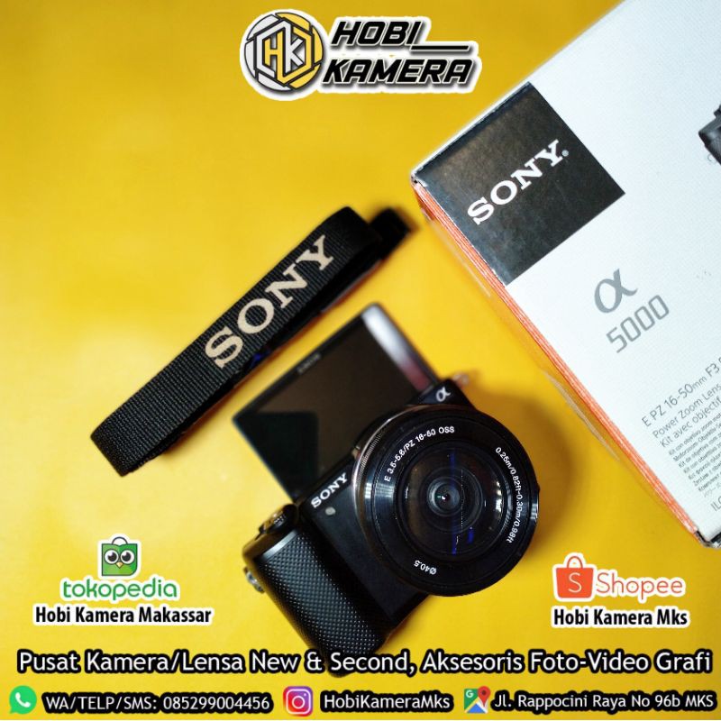 Jual kamera Mirrorless sony a5000 lensa 1650mm bisa layar lipat dan