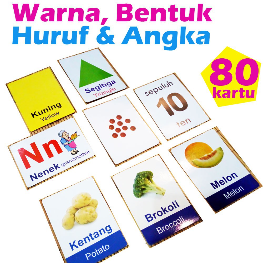 Jual FlashCard - Warna, Bentuk, Huruf dan Angka (Seri 4 - Kartu Bayi