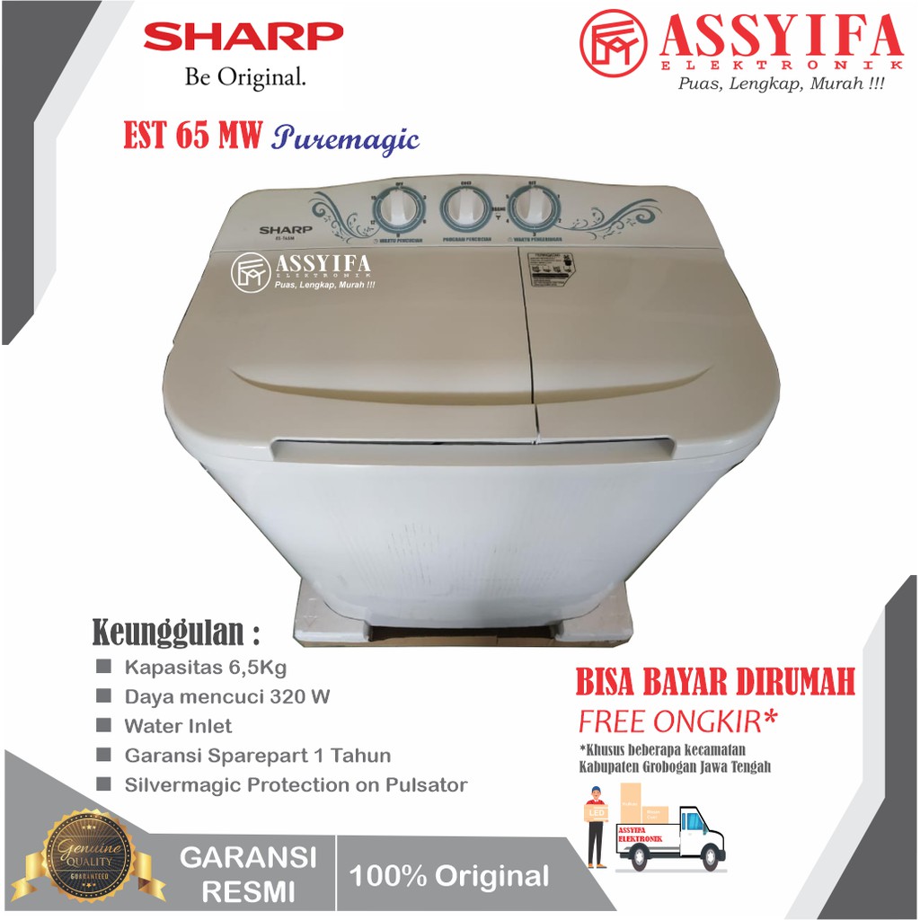 Jual MESIN CUCI SHARP 2 TABUNG 6,5 Kg EST65MW NEW GARANSI RESMI 100% ...