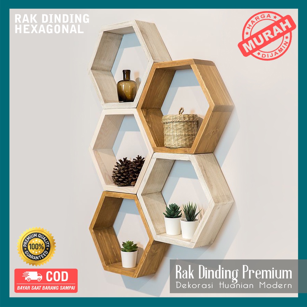 Jual Rak Hexagonal d25cm hiasan dinding murah Segi Enam Minimalis Rak ...