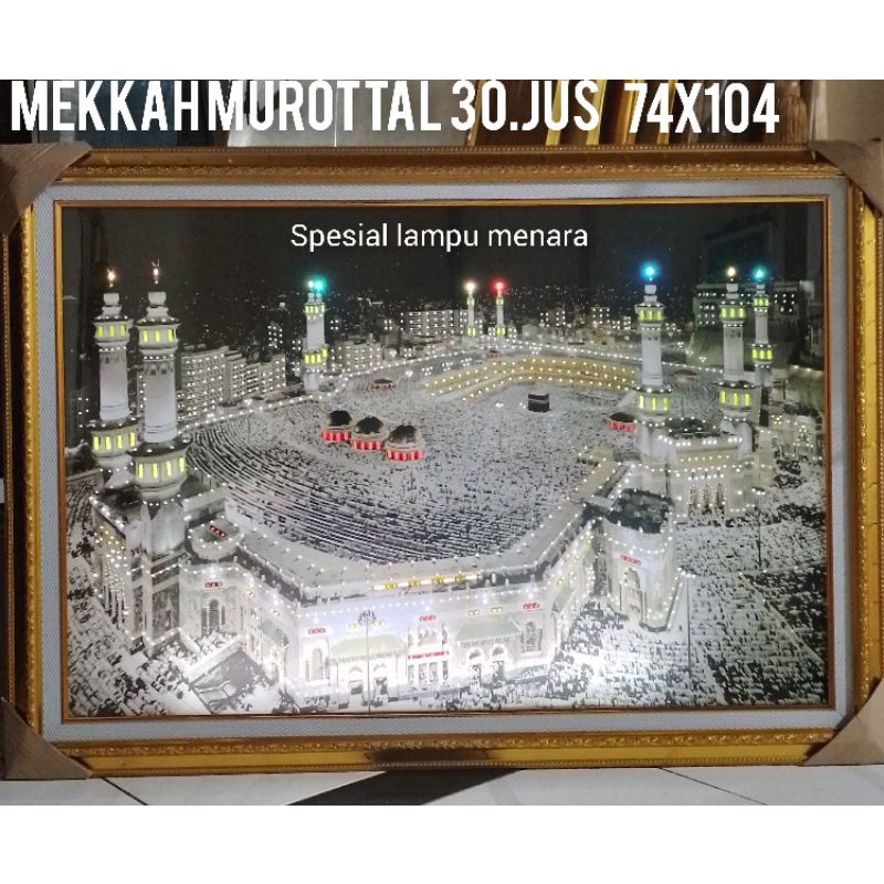 kaligrafi mekkah lampu murottal ngaji 30 jus menara kedip2 mewah dan gambar mekkah premium FREE PECKING KAYU SAFETY