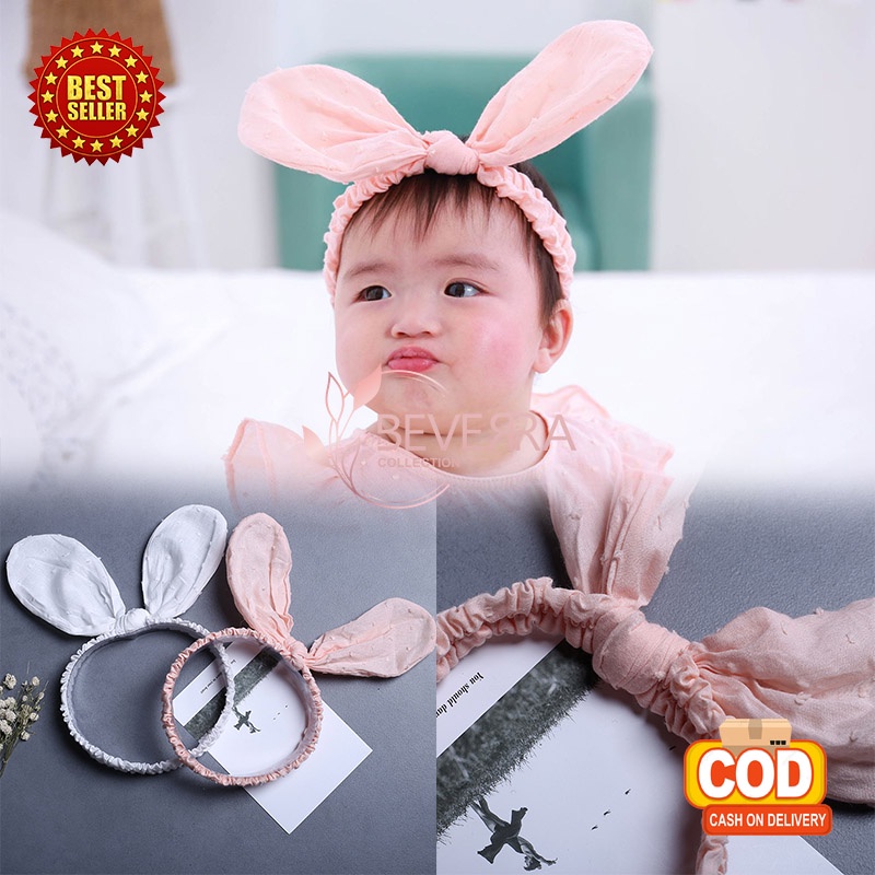 Jual Bandana Bayi Korea Anak Perempuan Telinga Kelinci Besar Aksesoris