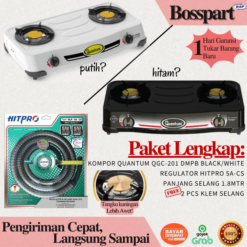 Jual Paket Kompor Gas QUANTUM 2 Tungku QGC 201 DMPC Bonus Selang Regulator Gas Hitpro