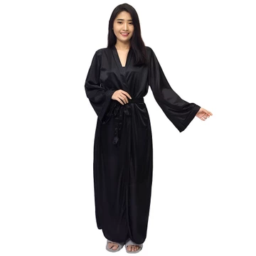 FOLVA Kimono Set Baju Tidur Satin 1340BSET Hitam All Size