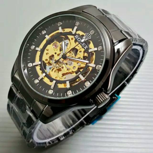 Jual Jam tangan pria rolex automatic tanpa batrai rantai stainles