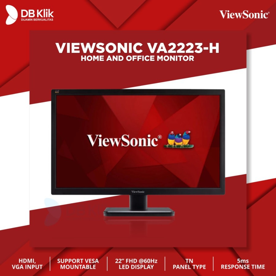 Jual LED Monitor Viewsonic VA2223H 21.5" FHD HDMI VGA | DOT PIXEL ...
