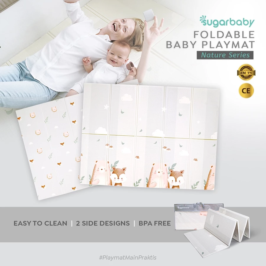 Sugarbaby Foldable Baby Playmat (Nature Series) / Playmat Lipat Anak / Matras Bayi (GRAY)