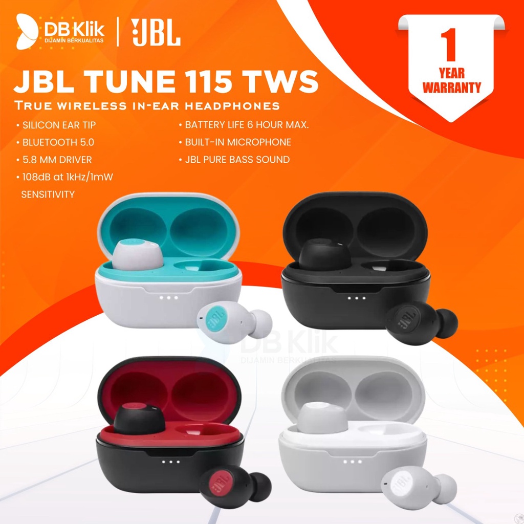 Jual TWS JBL TUNE 115 Bluetooth 5.0 USB-C - Earphone JBL TUNE 115TWS ...