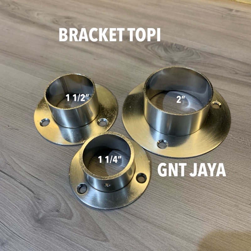 Jual 1pasang 2pcs Braket Topi Stainless 1 1 14” 1 12” 2” Bracket Briket Tiang Gorden 0724