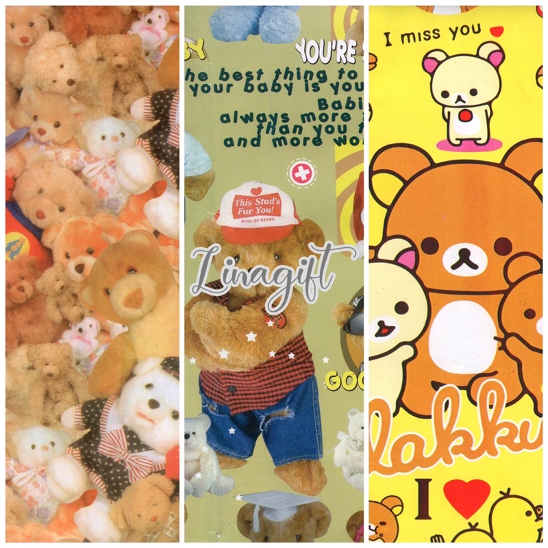 Jual 5 Lembar Sr Bear Kertas Kado Glosy T Wrap Paper Cute