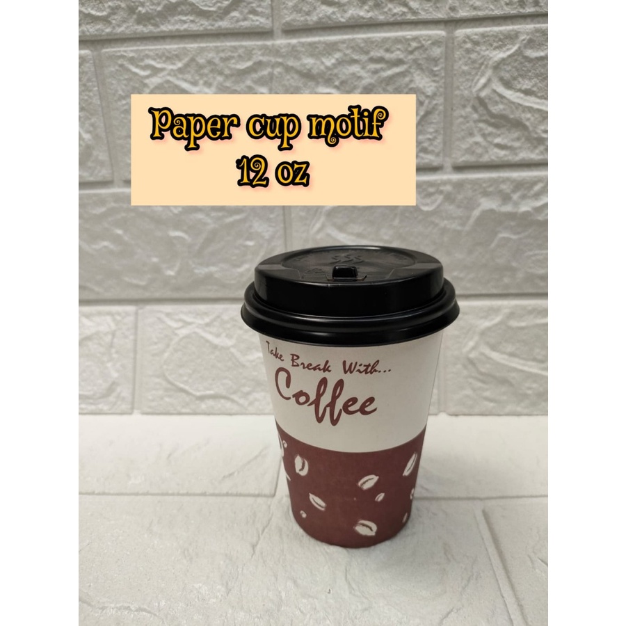 Jual Paper cup putih polos / motif 12 oz | Shopee Indonesia