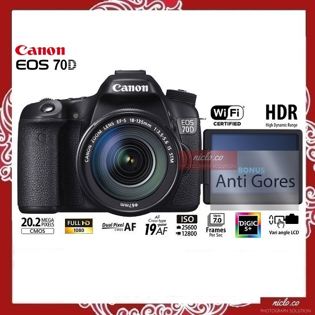 [NEW] KAMERA EOS CANON 70D LENSA 18-55 STM Wifi -GARANSI TAHUN FREE  ACCESORIES CAMERA DSLR VLOG 60D 6D 7D 80D