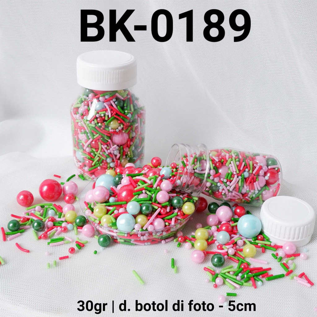 Jual BK-0189 Sprinkles sprinkle sprinkel 30gr 30 gram merah hijau meses ...