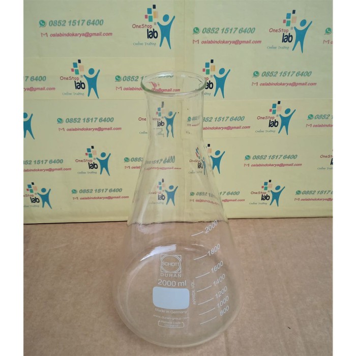 Jual DURAN Erlenmeyer glass NN 2000 ml Labu Erlenmeyer leher kecil ...
