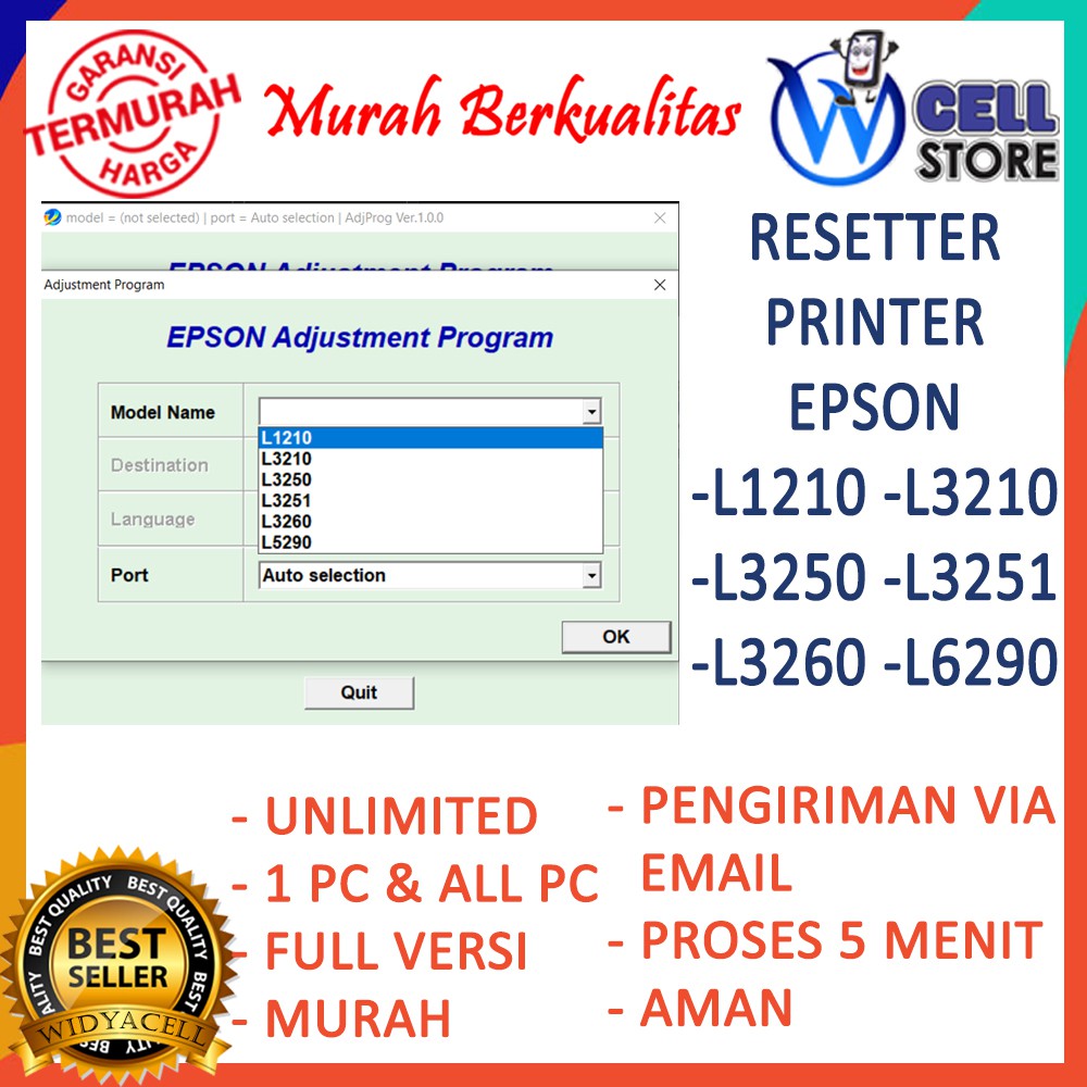 Jual Software Resetter Reset Reseter Printer Epson L1210 L3210 L3250 L3251 L3260 7103