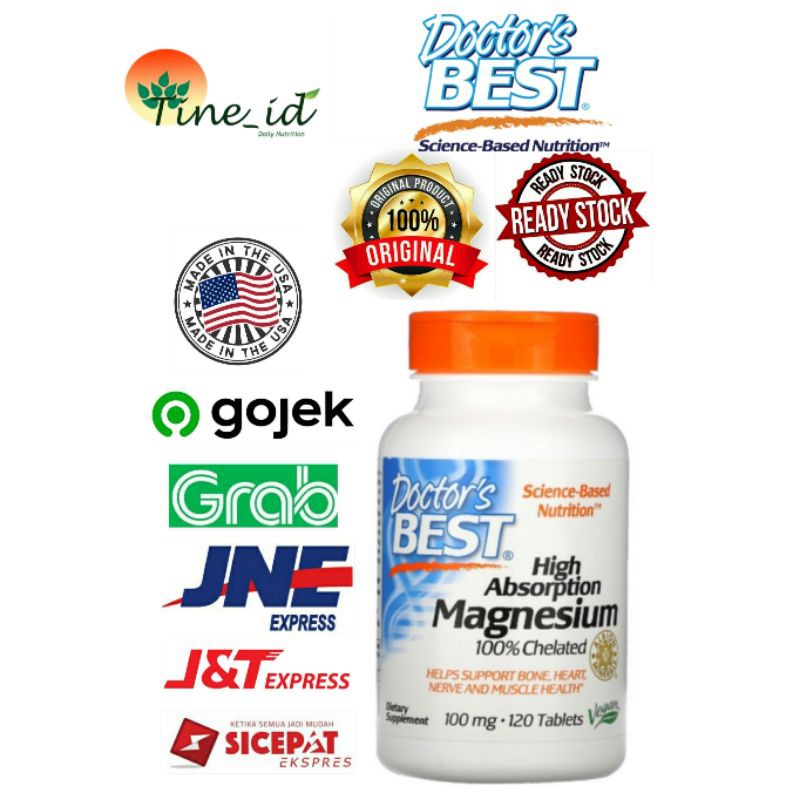 Jual Doctor best High Absorption Magnesium 100mg 100% Chelated 120 240 ...