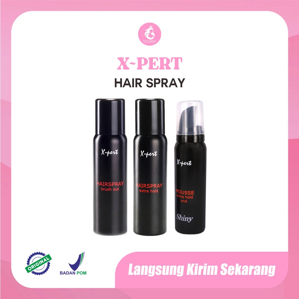 Jual X-pert Hairspray Extra Hold-Mousse Extra Hold And Shiny-Hairspray ...