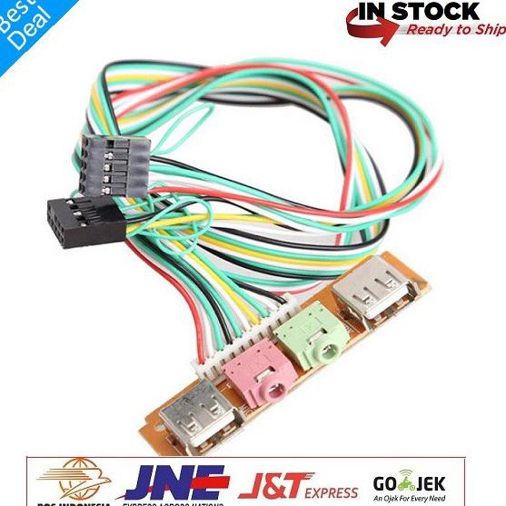Jual USB FRONT PANEL AUDIO JACK OUTPUT PC 3.5MM HEADSET MIC (KODE