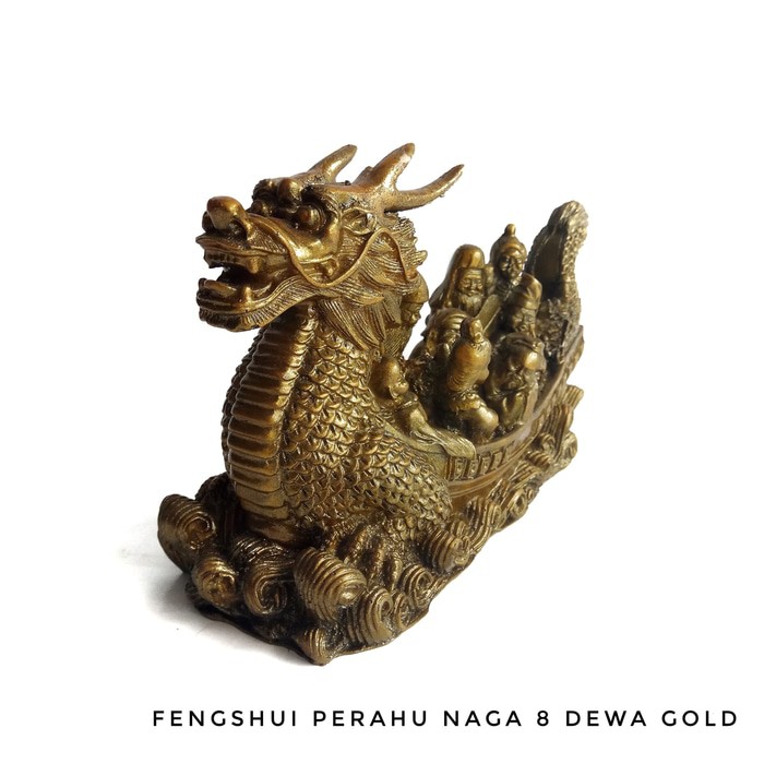 Jual Fengshui Patung Perahu Naga Emas 8 Dewa Sukses Kemakmuran Berlipat