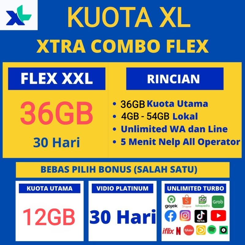 Jual Kuota XL Xtra Combo Flex Inject Paket Data XL Xtra Combo Flex Shopee Indonesia