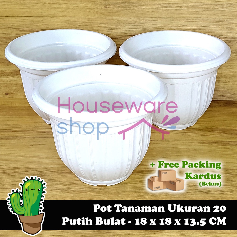 Jual Pot Bunga Bulat Pot Tanaman 20 - Putih | Shopee Indonesia