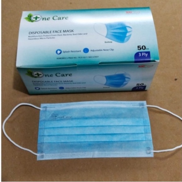 Jual Masker onecare biru earlop 3ply 50lbr (telinga) | Shopee Indonesia
