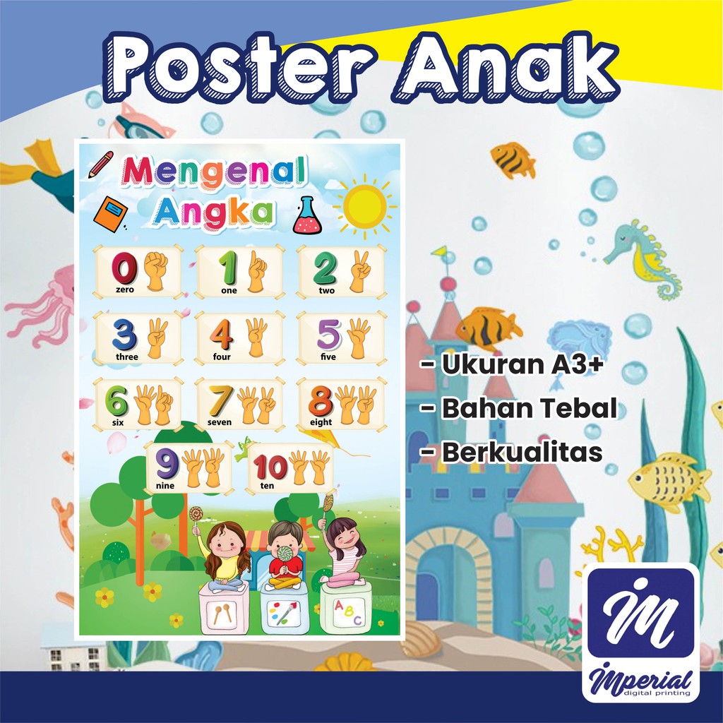 Jual Cetak Poster Belajar Anak Mengenal Angka Untuk Todler Batita ...