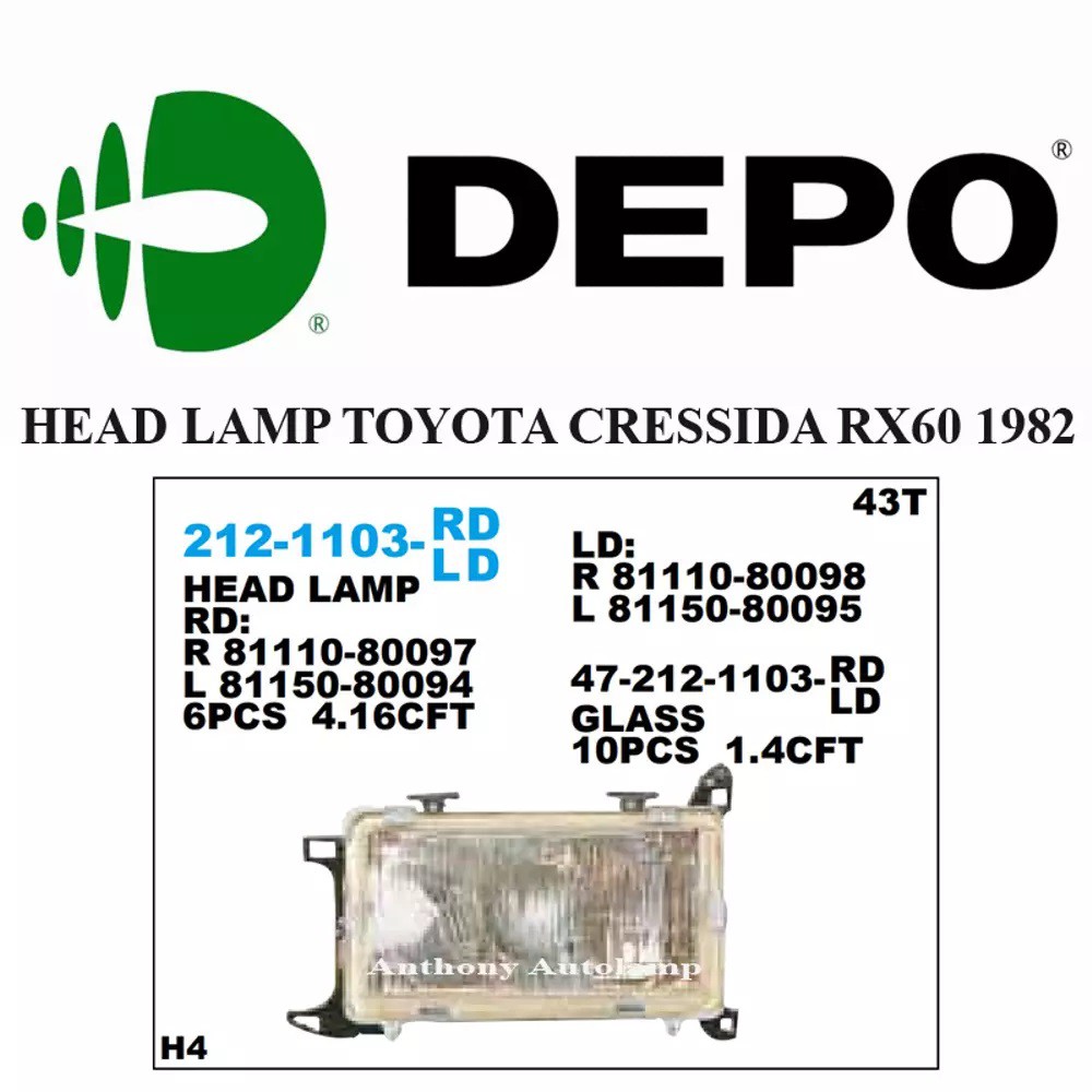 Jual HEAD LAMP TOYOTA CRESSIDA RX60 1982 RH | Shopee Indonesia