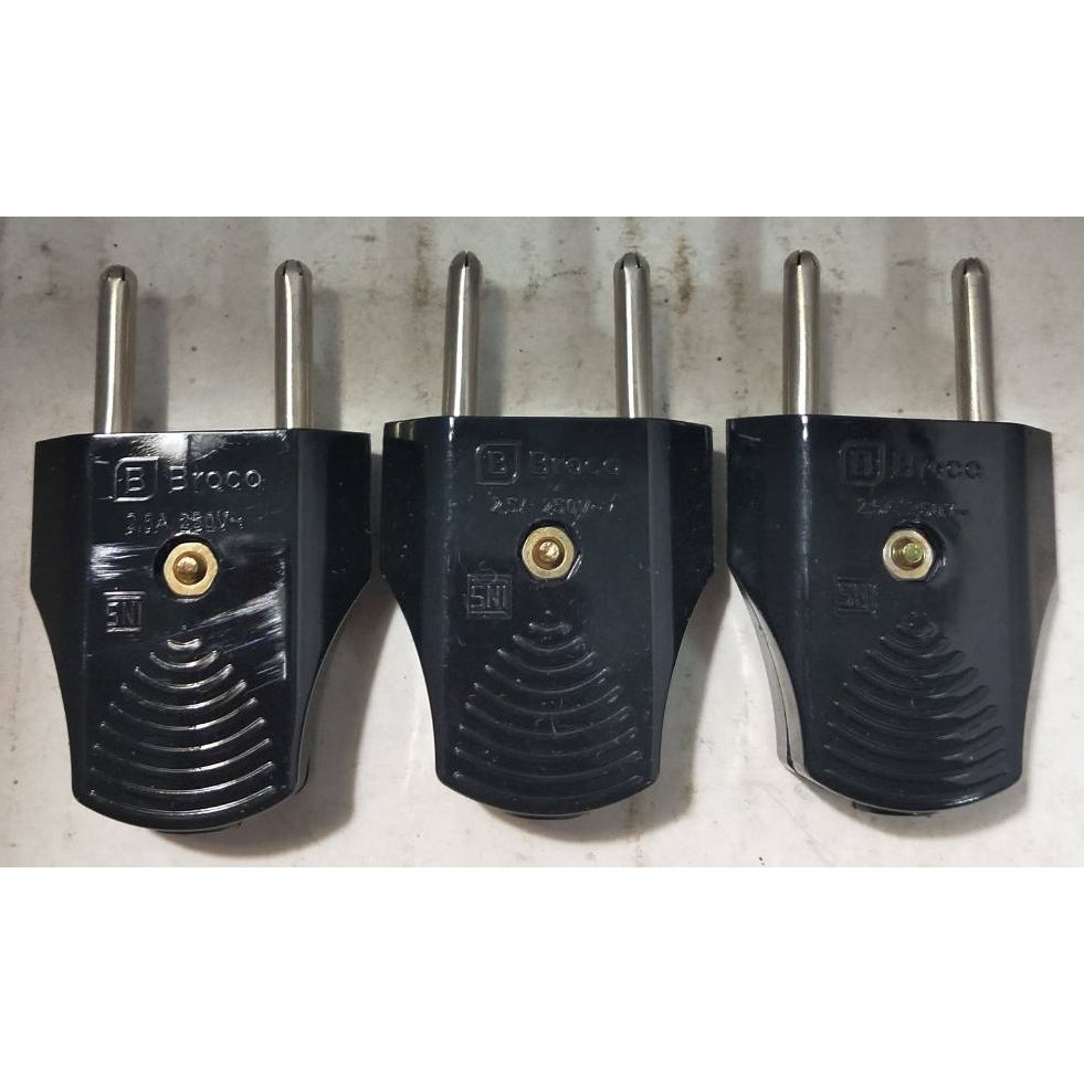 Jual STEKER BROCO HITAM 344LN STD 2-Pole Plug 6A 250V | Shopee Indonesia