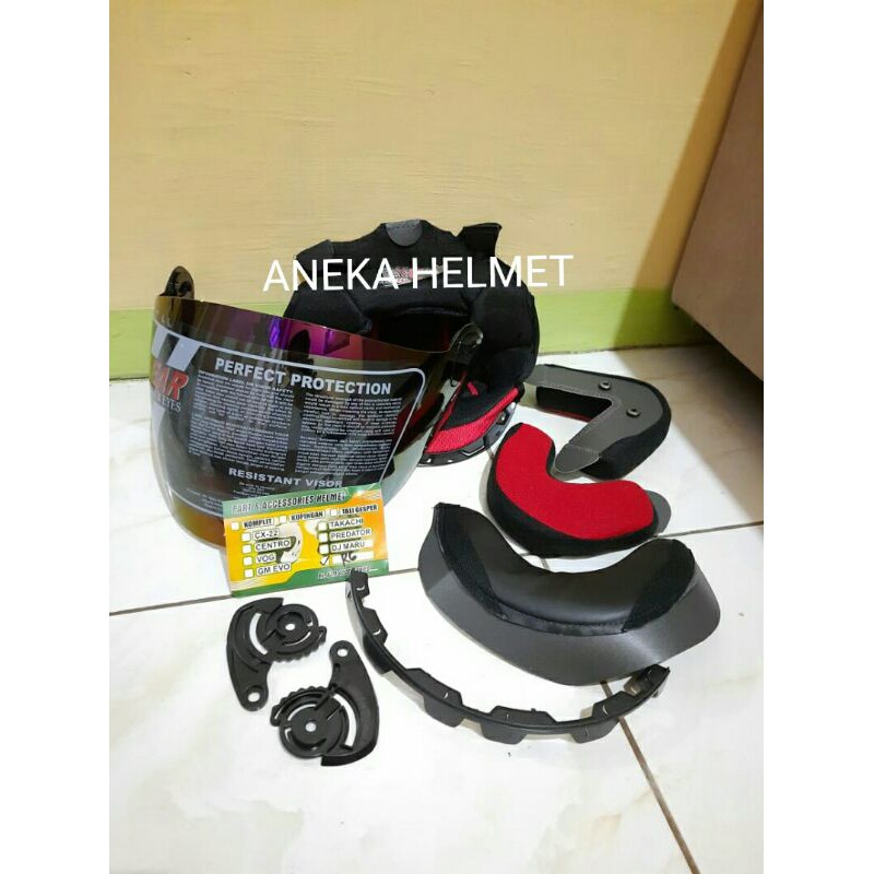 Jual Paket Komplit Busa Helm Nhk R Kancing Besi Satu Set Dan Kaca Visor Warna Pelangi Rainbow