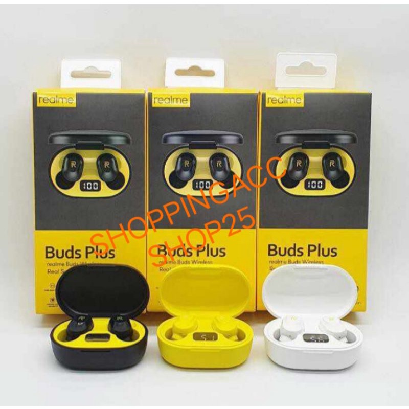 Jual HEADSET BLUETOOTH REALME BUDS PLUS WIRELESS AIRDOST LED(RANDOM