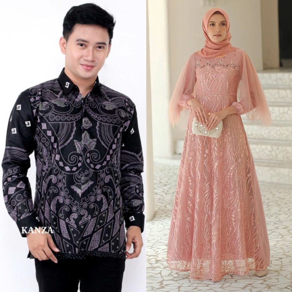 Jual PRODUK TERBARU - Baju Batik Couple Gamis Brukat Modern | Couple