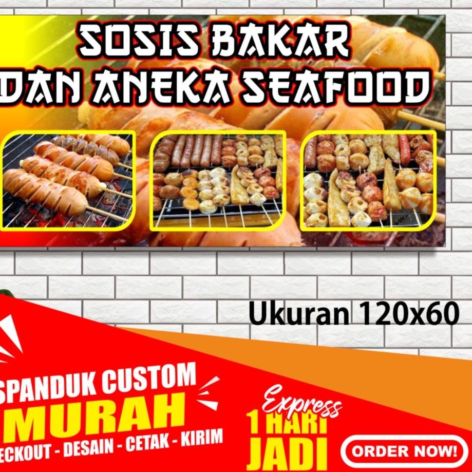 Jual Oke Price Banner Sosis Bakar Aneka Sate Seafood Spanduk Sosis