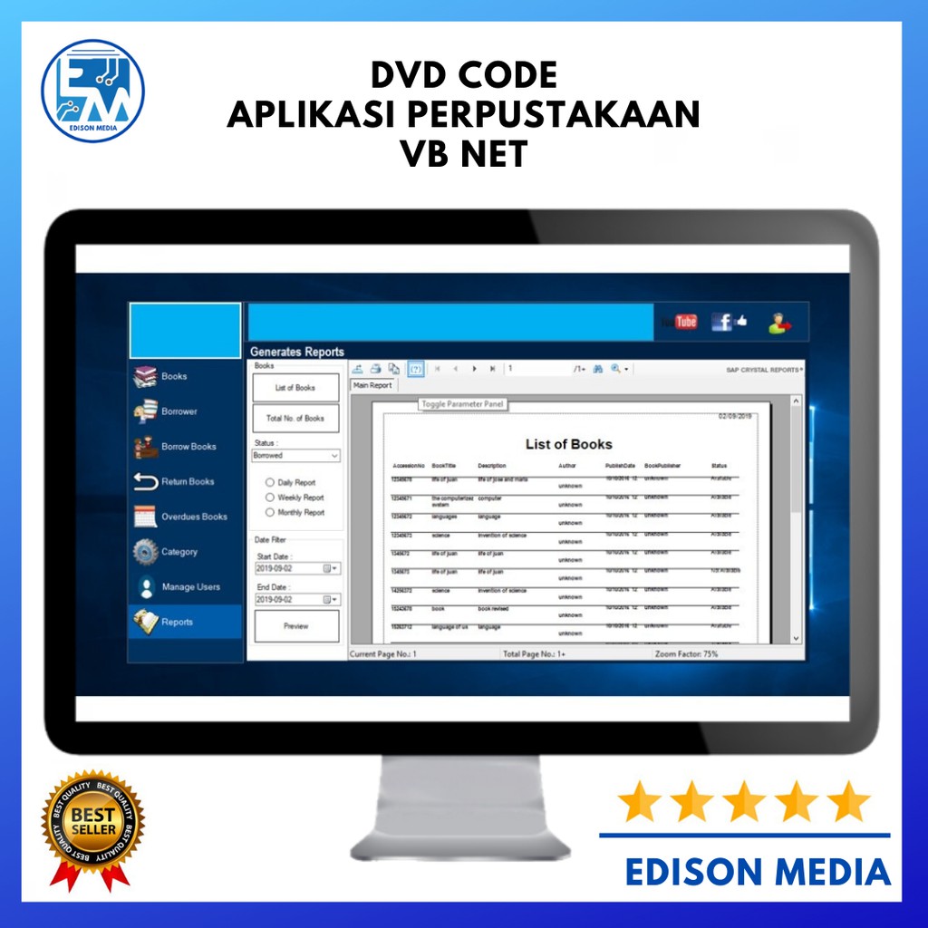 Jual DVD Code Aplikasi Perpustakaan VB Net | Shopee Indonesia
