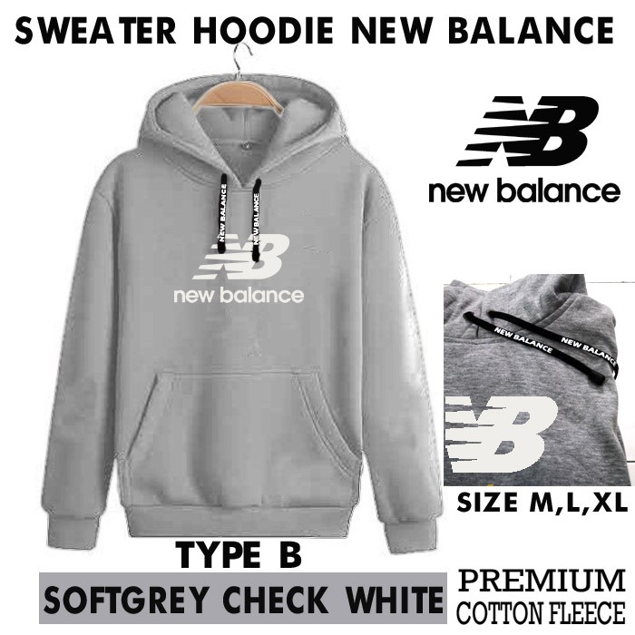 Jual sweater hoodie pria new balance type B distro classic jaket casual unisex hitam abu Shopee Indonesia