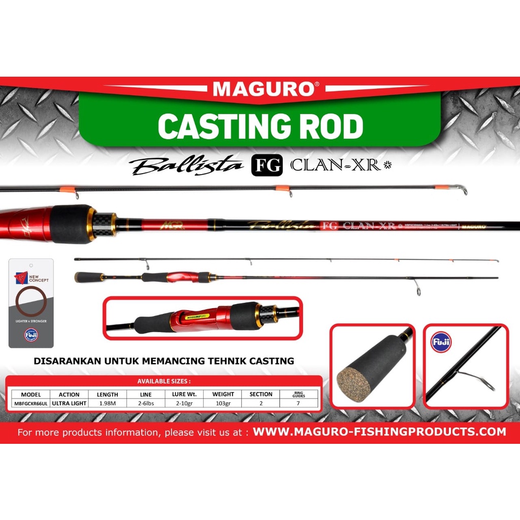Jual Rod MAGURO BALLISTA FG CLAN-XR 662UL / 198cm (Line Test 2-6lbs ...