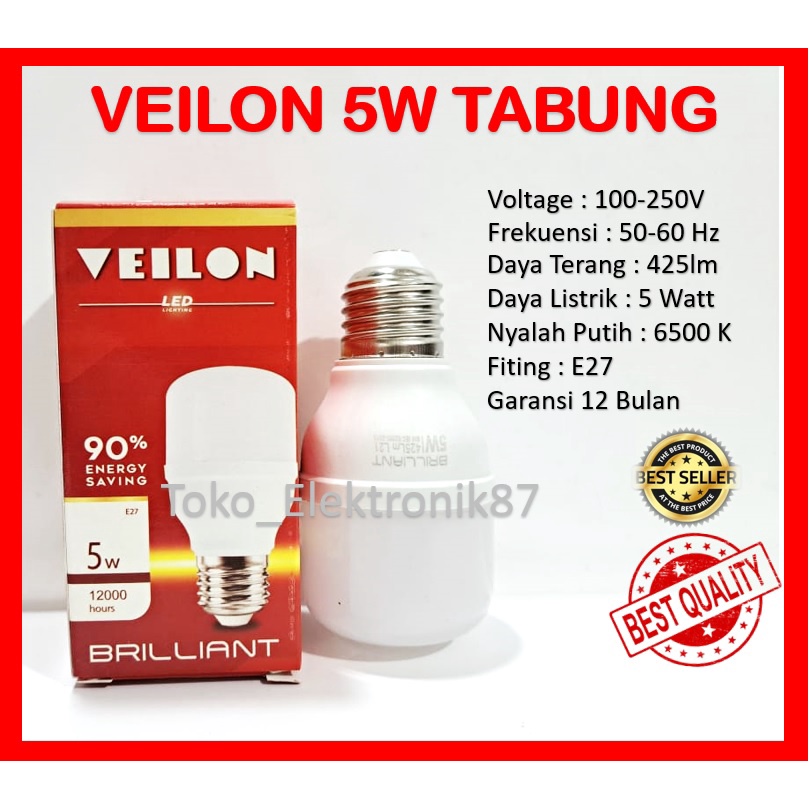 Jual Lampu Led 5 Watt Veilon Tabung | Shopee Indonesia