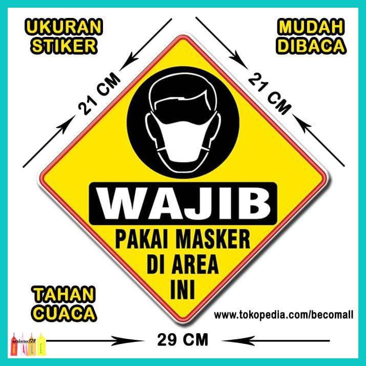 Jual Stickerwall Himbauan Kesehatan Wajib Pakai Masker Di Area Ini Stiker Vinyl Asliiii