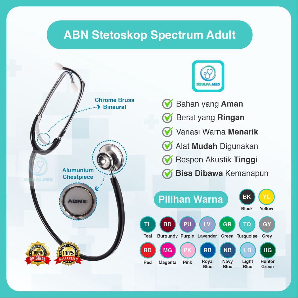 Jual Abn Stetoskop Spectrum Adult Dewasa Dzulfamed Stethoscope Alat Medis Chrome Bruss Binaural 4252