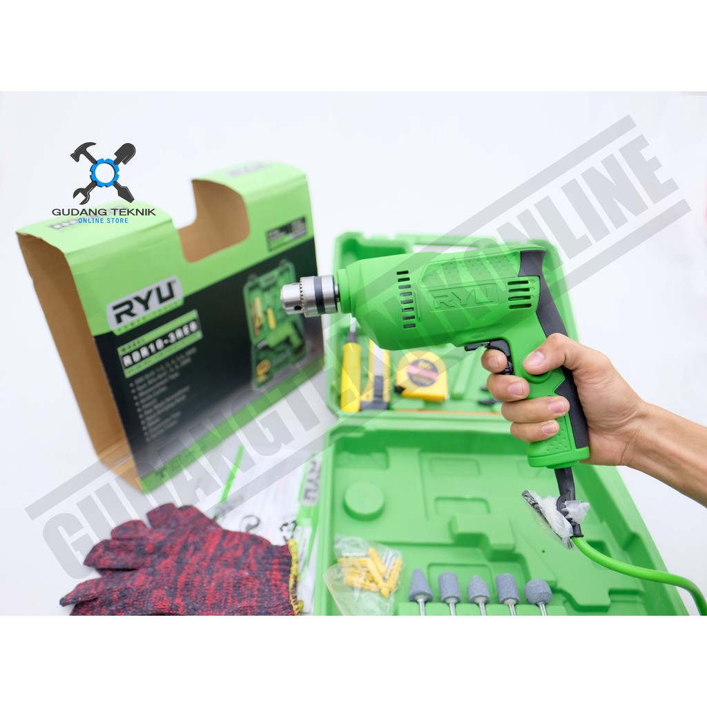 Jual Mesin Bor RYU RDR 10-3 REB / Bor Listrik RYU SET Koper 10mm RDR 10 ...
